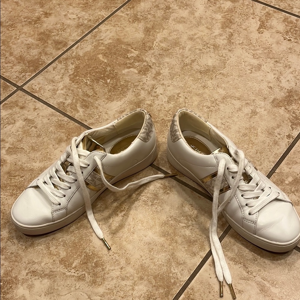 Michael Kors White and Gold Sneakers - Picture 6 of 7